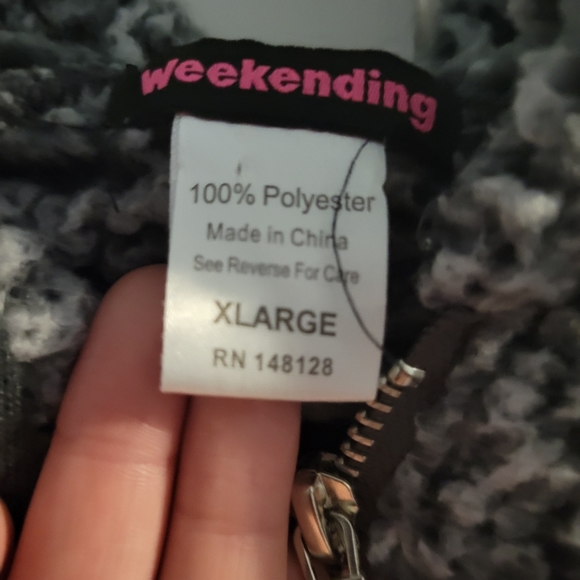 Grey black an white sherpa quarter zip hoodie - Picture 3 of 3